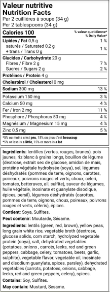 Soupe aux lentilles et légumes à base de BOUILLON DE LÉGUMES